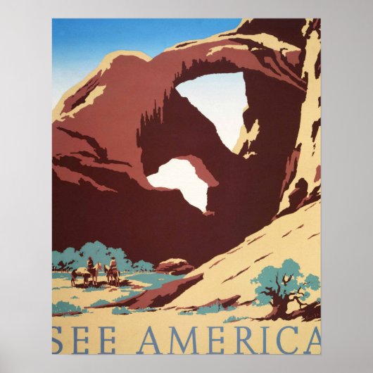 Poster Désert de Cowboy Chevaux Vintages de l'Ouest (Devant)