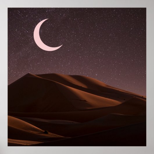 Poster Désert de nuit Demi Lune (Devant)