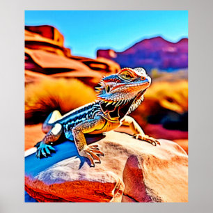 Poster Desert Dragon Lizard Design