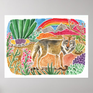 Poster Desert Dreamer Coyote Paysage