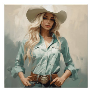 Poster Desert Dusk : Cowgirl Wall Art