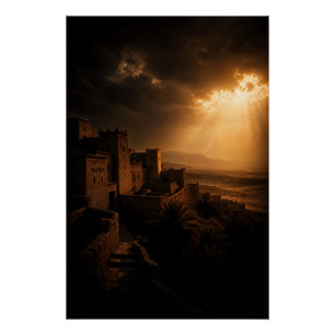 Poster Desert Kasbah Chiaroscuro Sunset