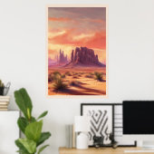 Poster Désert Mesa Colorée Monument Vallée Butte (Bureau à domicile)