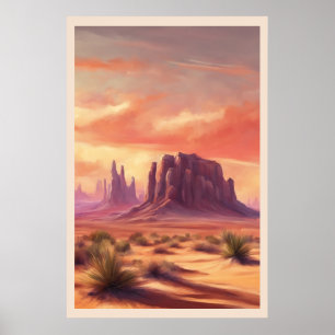 Poster Désert Mesa Colorée Monument Vallée Butte