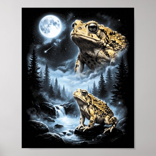 Poster Desert Rain Frog Howling At Moon 90s Retro (Devant)