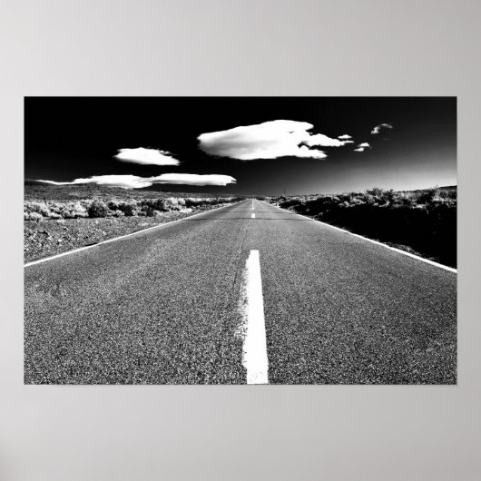 Poster Desert Road en noir et blanc (Devant)