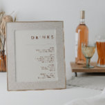 Poster Désert simple | Menu Boissons Blanches Naturelles<br><div class="desc">Ce simple désert | Natural White drinks menu signe est exactement ce que vous cherchez pour compléter votre mariage boho rustique moderne. Idéal pour une ambiance occidentale minimaliste vintage ou une ambiance bohème automnale rétro. Le script minimal de cannelle foncée apparaît vraiment avec cet arrière - plan d'automne. Vous pouvez...</div>