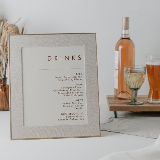Poster Désert simple | Menu Boissons Blanches Naturelles