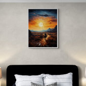 Poster Desert Sunset Ride sur le cheval, Serene Wall Art
