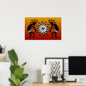 Poster Désert Tribal Sun Sud-Ouest Design Kokopelli (Bureau à domicile)