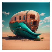 Poster Desert whale house (Devant)