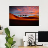 Poster Deserts | Man & Camels in the Sand Dunes (Bureau à domicile)