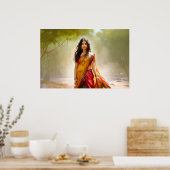 Poster Desi dans une peinture sari (Cuisine)