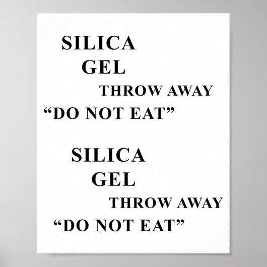 Poster Desiccant Silica Gel Throw Away Do Not Eat Funny I (Devant)