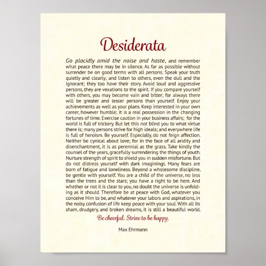 Poster Desiderata (Devant)