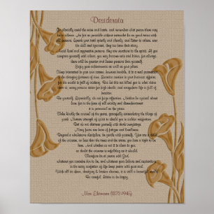 Poster Desiderata avec des lys calla