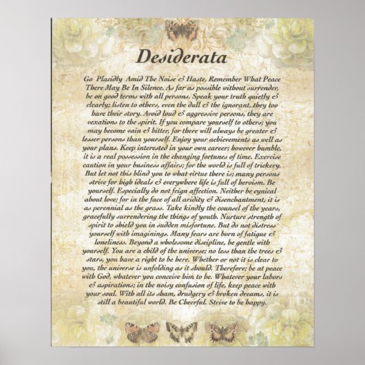Poster DESIDERATA avec des papillons gais (Devant)