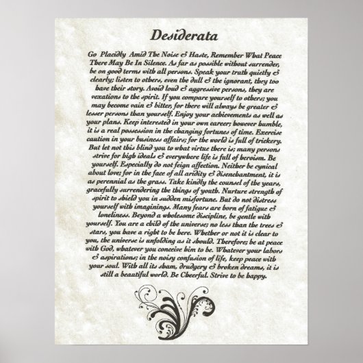 Poster DESIDERATA avec Flourdissements (Devant)