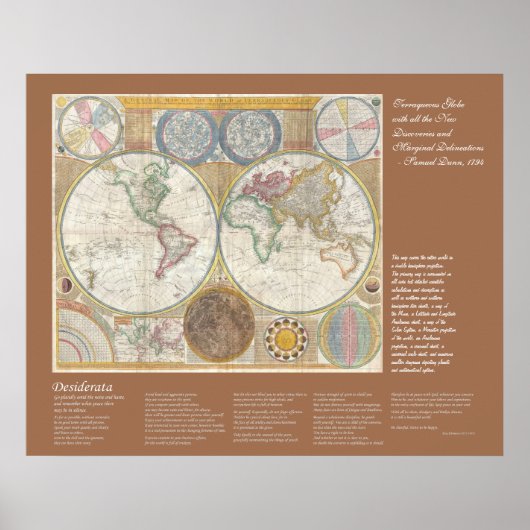 Poster Desiderata - Carte du Vieux Monde, 1794 (Devant)