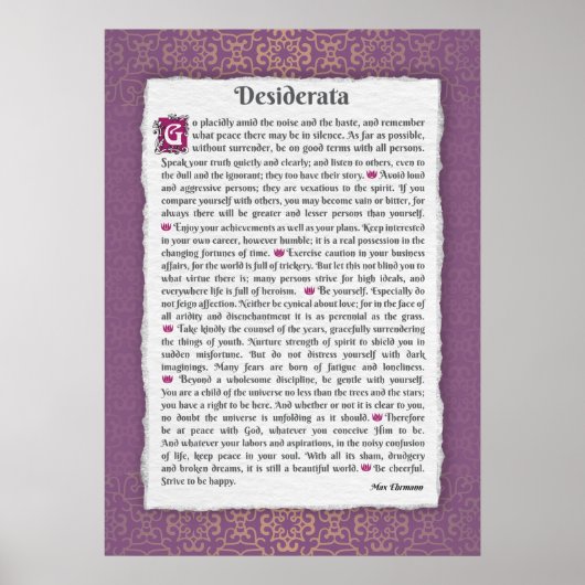 Poster Desiderata - Choses désirées (Devant)
