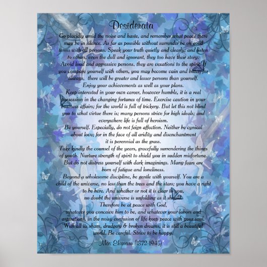 Poster Desiderata "choses désirées" Blue Fairie arrière - (Devant)
