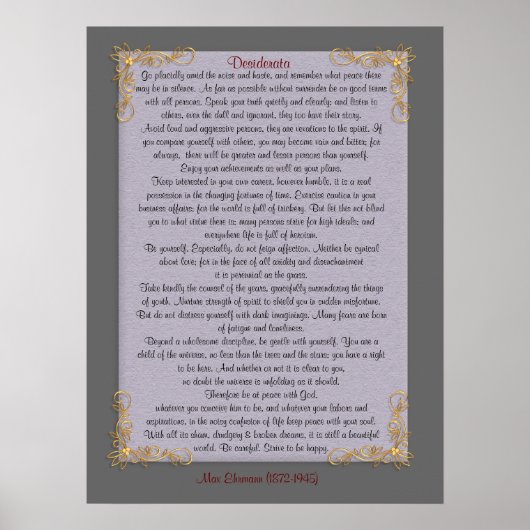 Poster Desiderata "choses désirées", couleurs personnalis (Devant)