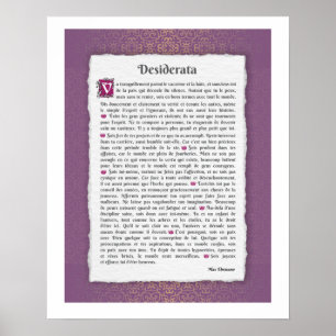 Poster Desiderata - Choses désirées - poème
