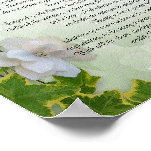 Poster Desiderata "choses désirées", prose Ivy floral (Coin)