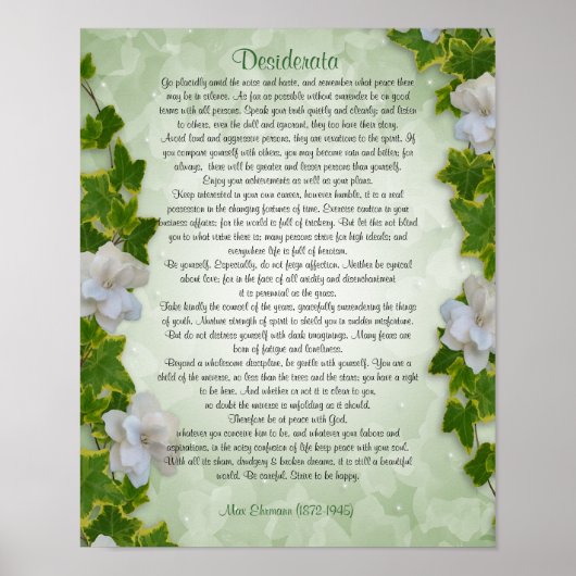 Poster Desiderata "choses désirées", prose Ivy floral (Devant)