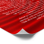 Poster Desiderata "choses désirées", prose sur rouge (Coin)
