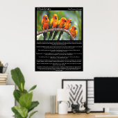Poster Desiderata cinq canari orange et vert (Bureau à domicile)