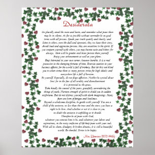 Poster Desiderata Coeurs d'Ivy