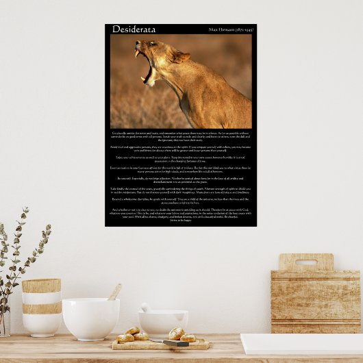 Poster Desiderata cougar montrant ses dents (Cuisine)