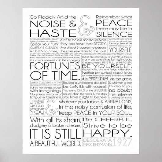 Poster Desiderata Imprimer 16x20 sur papier mat (Devant)