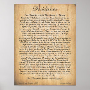 Poster DESIDERATA Max Ehrmann Embossé Plank