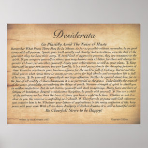 Poster DESIDERATA-Max Ehrmann-Embossée En Bois