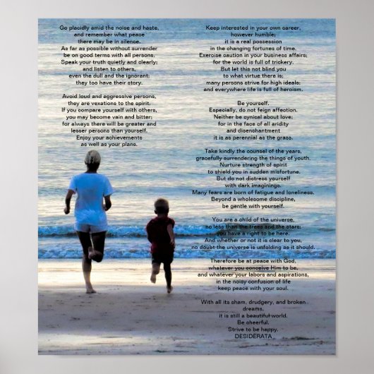 Poster Desiderata Max Ehrmann Go Placidly (Devant)