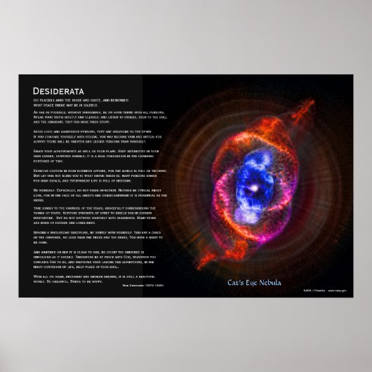 Poster Desiderata - Nebula de l'oeil des chats (Devant)