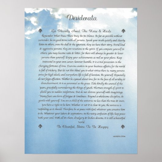Poster DESIDERATA nuages prudents (Devant)