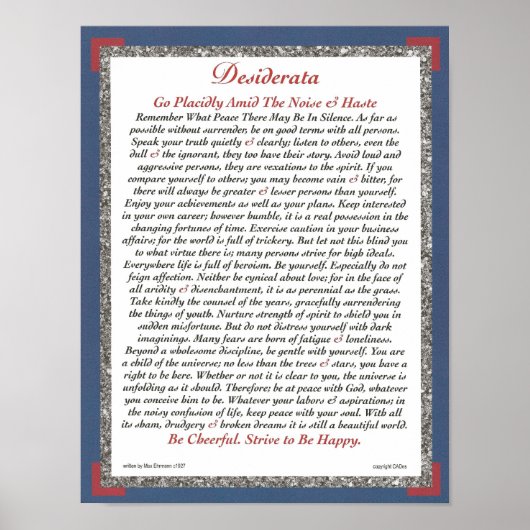 Poster DESIDERATA par Max Ehrmann-Executive (Devant)