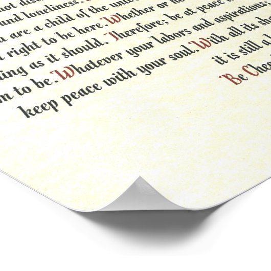 Poster DESIDERATA par Max Ehrmann - Romanesque (Coin)