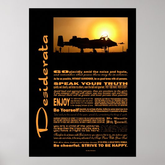 Poster Desiderata Poem Desiderata A-10 Thunderbolt (Devant)