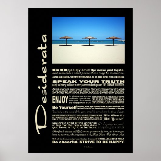 Poster Desiderata Poem Dream It Live It Beach (Devant)
