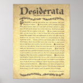Poster DESIDERATA Poem=Max Ehrmann=Collection Parchment (Devant)