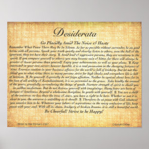 Poster DESIDERATA Poem=Max Ehrmann=Fossilized