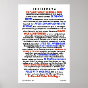 Poster DESIDERATA Poem=Max Ehrmann=LIFE Version