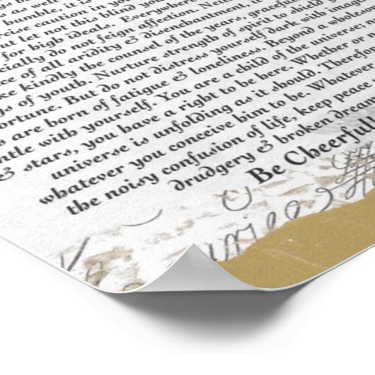 Poster DESIDERATA Poem=Max Ehrmann=On Graduation Scroll (Coin)