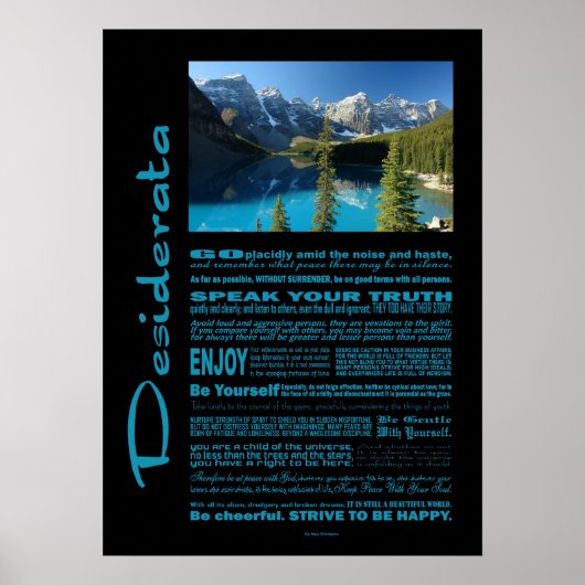 Poster Desiderata Poem Moraine Lac (Devant)
