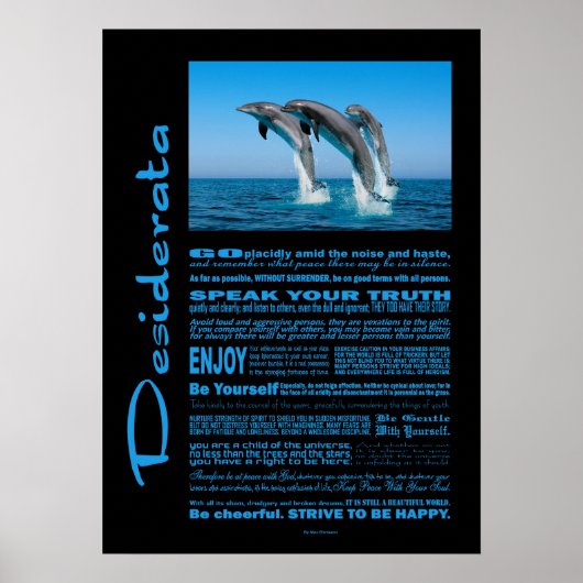 Poster Desiderata Poem Up Dolphin Up (Devant)
