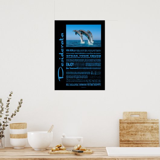 Poster Desiderata Poem Up Dolphin Up (Cuisine)